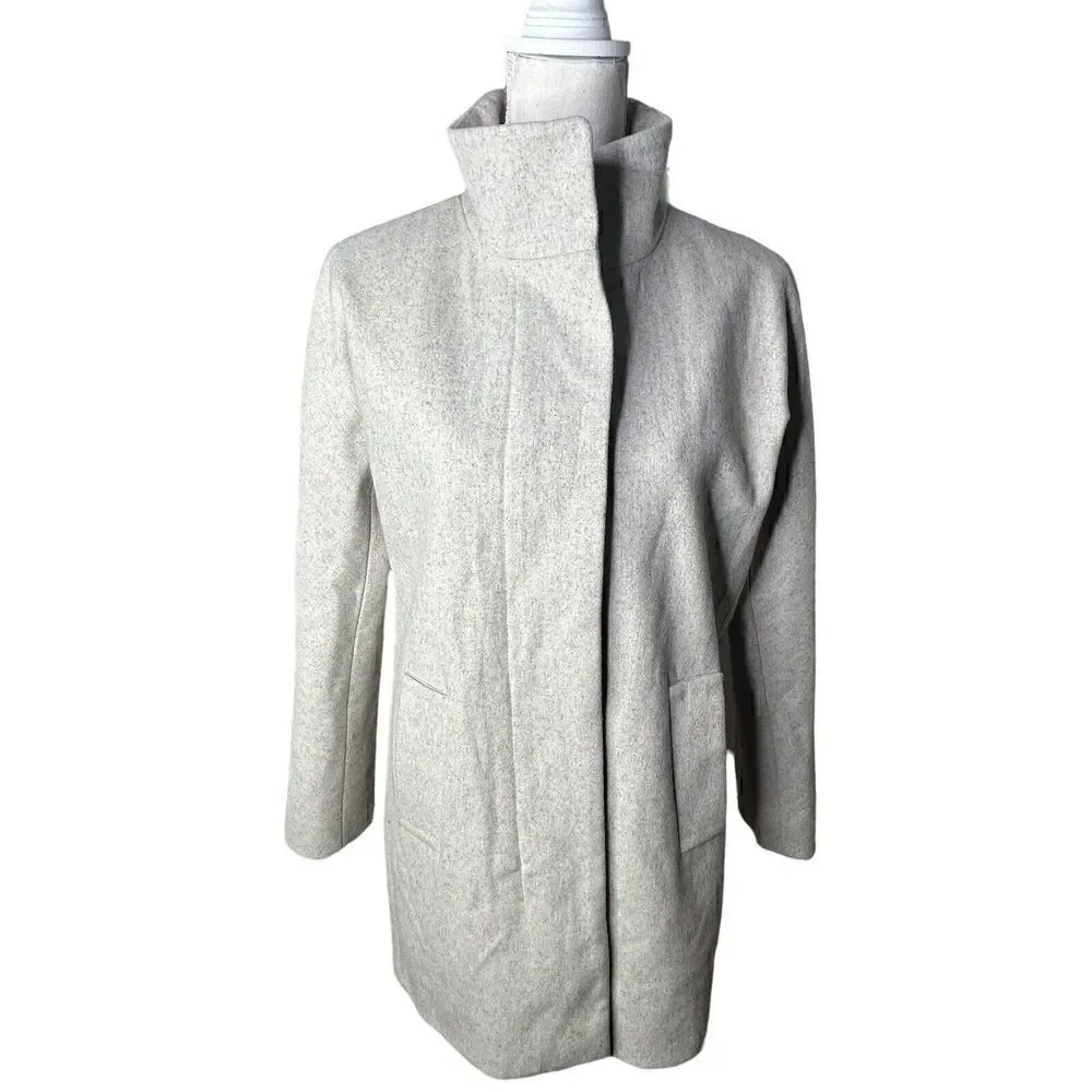 J. Crew Women’s Gray City Coat Wool Blend Long Line Button High Collar Size 4 - Picture 3 of 8